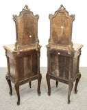 Bedside Cabinets, Louis XV Style, Walnut, Marble Top, Gorgeous Pair, Vintage!! - Old Europe Antique Home Furnishings