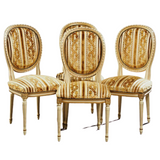 Chairs, Handsome Dining, Four Polychromed Beech Louis XVI Style, Vintage / Antique! - Old Europe Antique Home Furnishings