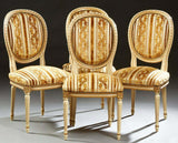 Chairs, Handsome Dining, Four Polychromed Beech Louis XVI Style, Vintage / Antique! - Old Europe Antique Home Furnishings
