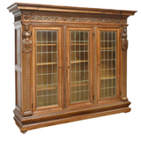 Antique Bookcase, Carved Walnut, Italian Renaissance Revival, Gorgeous! - Old Europe Antique Home Furnishings