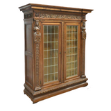 Antique Bookcase, Cabinet Italian Renaissance Revival Fitted, Early 1900s! - Old Europe Antique Home Furnishings