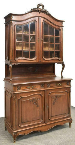 Buffet, Deux Corps, French Louis XV Style, Oak, Vintage / Antique, Gorgeous! - Old Europe Antique Home Furnishings