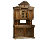 Antique Cabinet, Buffet a Deux Corps, French Henri II, Carved Walnut, 1880s! - Old Europe Antique Home Furnishings