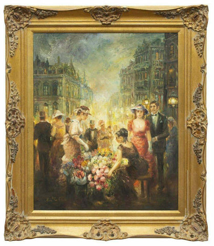 Painting, Oil on Canvas Eva Holusa, Makk (B.1933) "Carnations", Signed, 1900s! - Old Europe Antique Home Furnishings