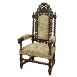 Antique Chair, Arm, Fauteuil, French Henri II Style Oak, 1800s, Gorgeous! - Old Europe Antique Home Furnishings