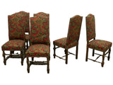 Chairs,  French Louis XIII Style Upholstered, Set of Six Chairs, Early 1900s, Gorgeous Antique Dining Chairs!! - Old Europe Antique Home Furnishings