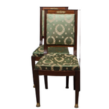 Dining Chairs, Four French Empire Style Mahogany, Green, Vintage / Antique - Old Europe Antique Home Furnishings