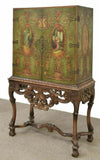 Cabinet Chinoiserie Style, Stand, Neoclassical Painted Figural, Vintage/Antique - Old Europe Antique Home Furnishings