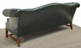 Sofa, Leather, Fairfield Chippendale Style Tufted, Green, Brass Tacks, Gorgeous - Old Europe Antique Home Furnishings