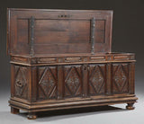 Chest, Coffer, French Provincial Carved Walnut, Early 19th C., 1800s, Gorgeous!! - Old Europe Antique Home Furnishings