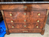 Antique Commode, Flame Mahogany Empire Style French, Gilt Metal Pulls, 1800s! - Old Europe Antique Home Furnishings