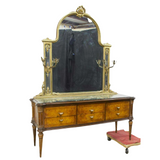 Commode & Mirror, Italian Mid Century, Marble Top, 1960's Circa, Gorgeous!! - Old Europe Antique Home Furnishings