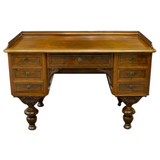 Antique Desk, Writing, Danish Figured Wood, Kneehole, 1800s, Handsome Piece!! - Old Europe Antique Home Furnishings