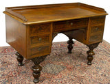 Antique Desk, Writing, Danish Figured Wood, Kneehole, 1800s, Handsome Piece!! - Old Europe Antique Home Furnishings