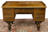 Antique Desk, Writing, Danish Figured Wood, Kneehole, 1800s, Handsome Piece!! - Old Europe Antique Home Furnishings