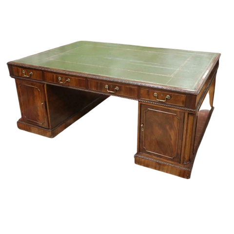 Antique Desk, Partners, Georgian, Tooled Leather Top Rare 18th / 19th C.,1800s!! - Old Europe Antique Home Furnishings