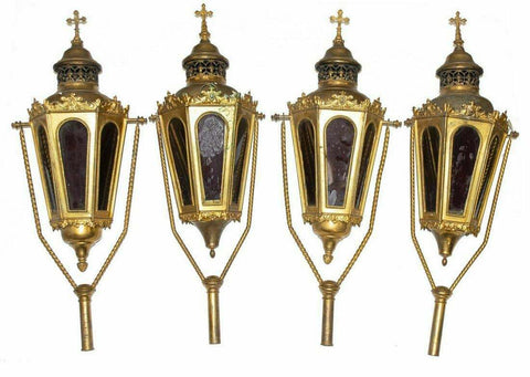 Lanterns Professional Candle, French Church Gilt, Vintage / Antique, Gorgeous! - Old Europe Antique Home Furnishings