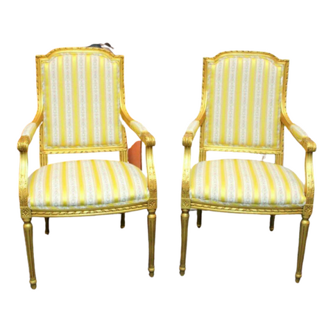 Chairs, Gold Leaf Vintage / Antique Pair of Louis XV Style, Gorgeous Pair! - Old Europe Antique Home Furnishings