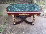 Table, Coffee, Empire Style Green Marble Top, With Ormolu, Gorgeous, Vintage!! - Old Europe Antique Home Furnishings