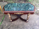 Table, Coffee, Empire Style Green Marble Top, With Ormolu, Gorgeous, Vintage!! - Old Europe Antique Home Furnishings