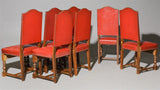 Dining Chairs, Leather, Red, 6 or 7, Upholstered Dining Chairs, Vintage!! - Old Europe Antique Home Furnishings
