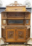 Antique Sideboard, Hunt, French Oak Relief, Carved Wood, 19th C., Gorgeous! - Old Europe Antique Home Furnishings