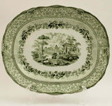 Antique Platter, English Transfer Ware, Ridgeways, Green Grecian Pattern, Lovely - Old Europe Antique Home Furnishings