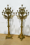 Antique Candelabras, Brass, Monumental, Pair,, 61"H, 21" x 21" Each - Old Europe Antique Home Furnishings