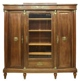 Antique Bookcase, French Empire Style Mahogany, Gilt Metal Ormulu Accent, 1800s - Old Europe Antique Home Furnishings
