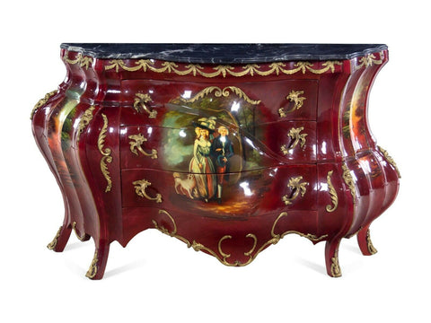 Commode, Antique / French Style, Louis XV Style Gilt Metal and Vernis Martin!! - Old Europe Antique Home Furnishings