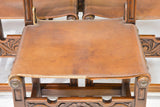 Chairs, Leather, Dining, Side, Carved Wood, Set of Six, (6), Handsome Set! - Old Europe Antique Home Furnishings