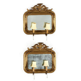 Antique Mirrored Sconces, Pair, Carved Wood and Gesso, Circa 1900s, Handsome Set!! - Old Europe Antique Home Furnishings