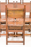 Chairs, Leather, Dining, Side, Carved Wood, Set of Six, (6), Handsome Set! - Old Europe Antique Home Furnishings