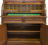 Antique Desk, Cylinder, Secretary, American Victorian Walnut, 1800s, Stunning! - Old Europe Antique Home Furnishings