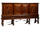 Antique Sideboard, Carved Walnut Renaissance Style, Early 1900s, Gorgeous! - Old Europe Antique Home Furnishings