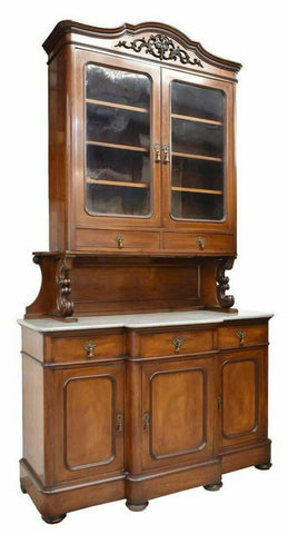Antique Sideboard, French Louis Philippe, Mahogany, Marble Top, 1800s, Gorgeous! - Old Europe Antique Home Furnishings