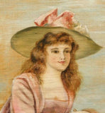 Romantic Antique Wall Tapestry, 18th C., ( 1700s ) American Hand Painted Wall Tapestry - Old Europe Antique Home Furnishings