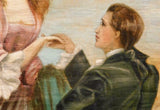 Romantic Antique Wall Tapestry, 18th C., ( 1700s ) American Hand Painted Wall Tapestry - Old Europe Antique Home Furnishings