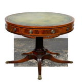 Table, Leather-Top Drum, Baker, Regency Style, Vintage / Antique, 1900s, Beauty!! - Old Europe Antique Home Furnishings