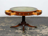 Table, Leather-Top Drum, Baker, Regency Style, Vintage / Antique, 1900s, Beauty!! - Old Europe Antique Home Furnishings