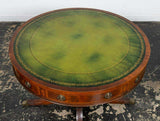 Table, Leather-Top Drum, Baker, Regency Style, Vintage / Antique, 1900s, Beauty!! - Old Europe Antique Home Furnishings