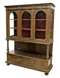 Vitrine Cabinet, Display, Oak, Spanish Renaissance Revival Glaze, Handsome !! - Old Europe Antique Home Furnishings