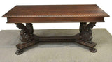 Table, Dining, Walnut Italian, Renaissance Revival Figured Carved, Early 1900s! - Old Europe Antique Home Furnishings