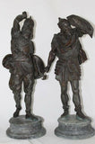 Antique Sculpture Figures, Spelter Warrior, Late 1800s, Handsome Pair! - Old Europe Antique Home Furnishings