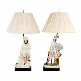 Lamps, Porcelain, Figural, Pair Victorian Dresden Style, Vintage, Beautiful Set! - Old Europe Antique Home Furnishings