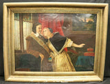 Antique Painting, Oil on Canvas, Couple At Window, Colorful and Handsome! - Old Europe Antique Home Furnishings