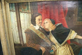 Antique Painting, Oil on Canvas, Couple At Window, Colorful and Handsome! - Old Europe Antique Home Furnishings